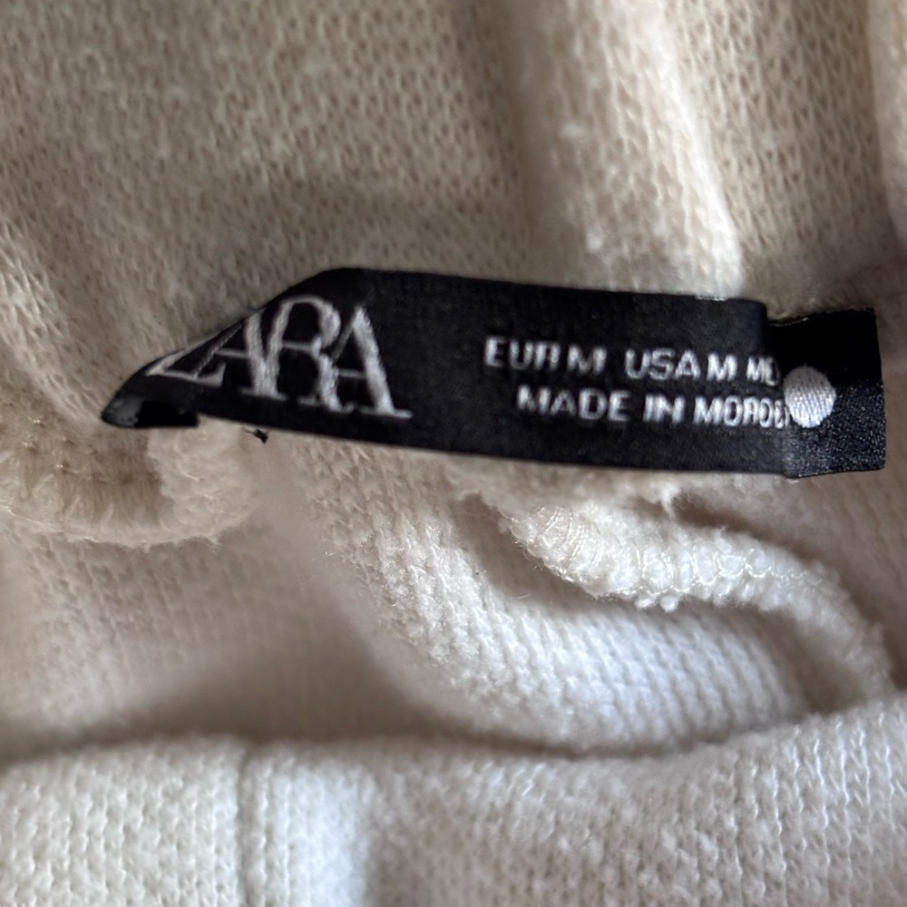 Zara Joggers Elastic Waist Cream Knit SZ Sm Minimalist Loungewear - Picture 7 of 9